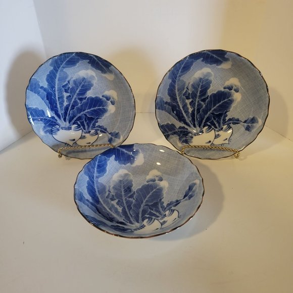 Vintage Porcelain/Ceramic Glazed 6.25" Cereal/Soup Set of 3 Bowls RARE